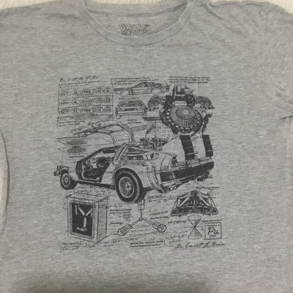 Back to the future sketchy gray distressed t shirt top - Picture 2 of 5